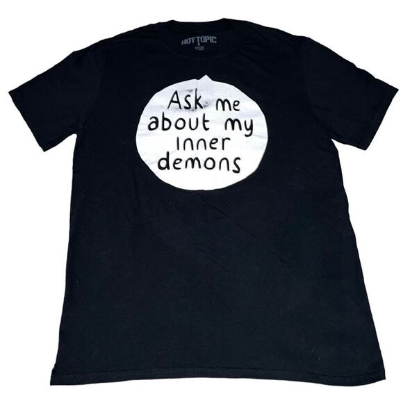 Hot Topic "Ask Me About My Inner Demons" Graphic Juniors T-shirt - Picture 1 of 8